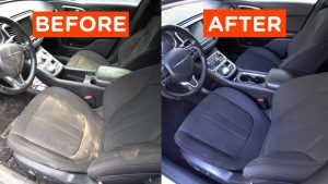 Steam Clean Car Seats Before and After